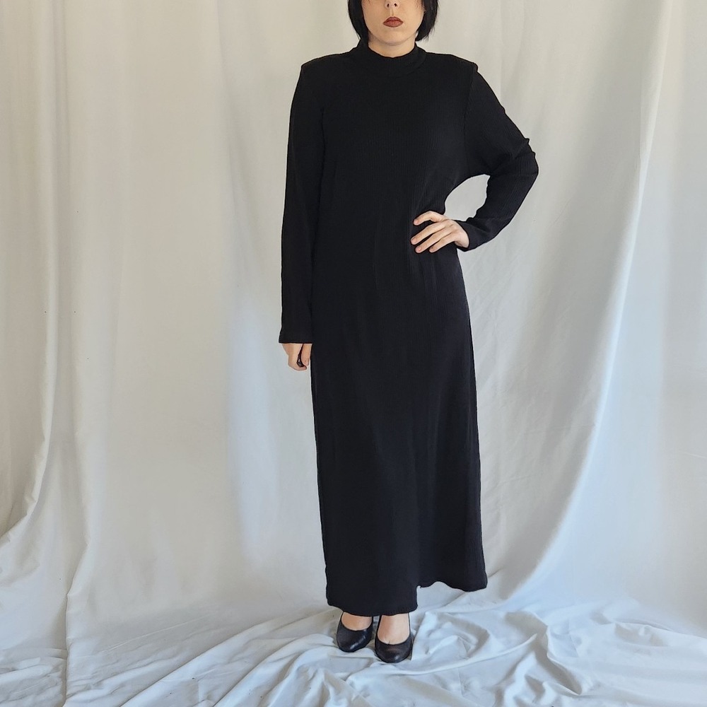 90s Black Ribbed Sweater‎ Dress